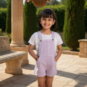 Mira & Mini Short Denim Purple Dungarees – Kids 1–5 Years